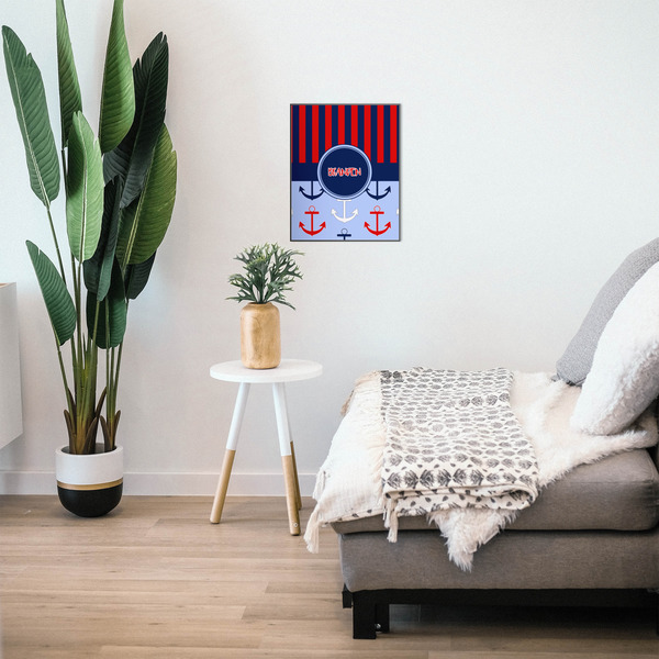 Classic Anchor & Stripes 16x20 Wood Print - In Context