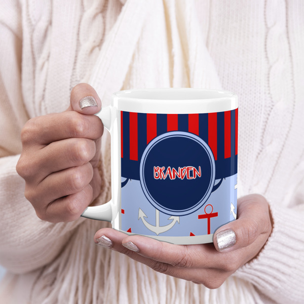 Classic Anchor & Stripes 20oz Coffee Mug - LIFESTYLE