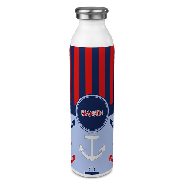 Custom Classic Anchor & Stripes 20oz Stainless Steel Water Bottle - Full Print (Personalized)