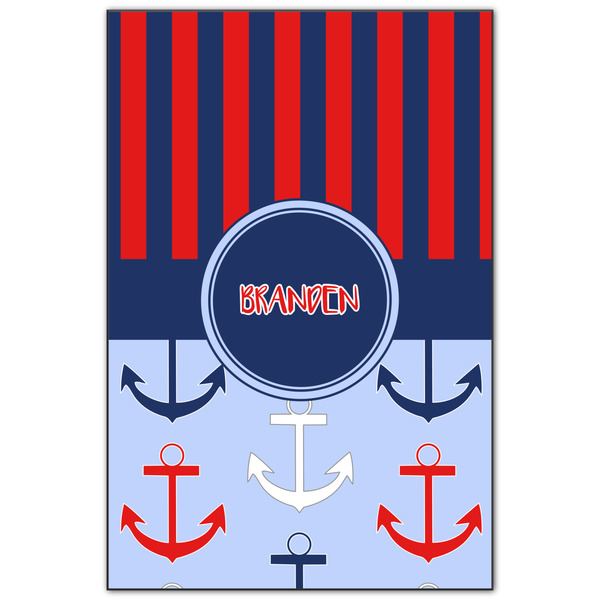 Custom Classic Anchor & Stripes Wood Print - 20x30 (Personalized)