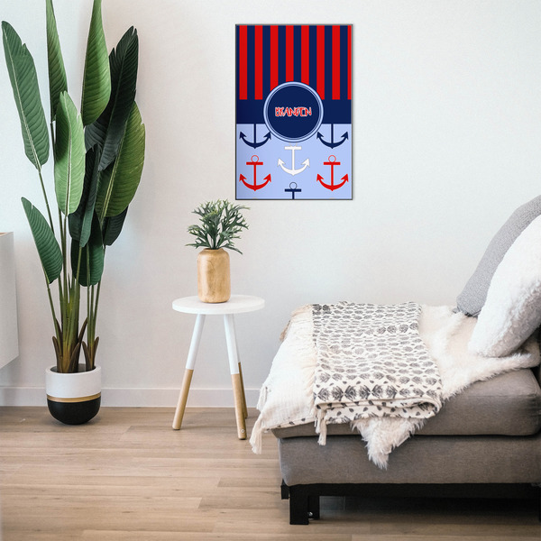Classic Anchor & Stripes 20x30 Wood Print - In Context