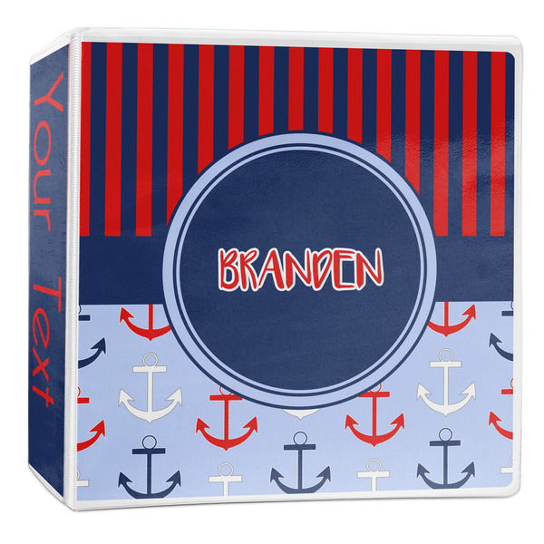 Custom Classic Anchor & Stripes 3-Ring Binder - 2 inch (Personalized)