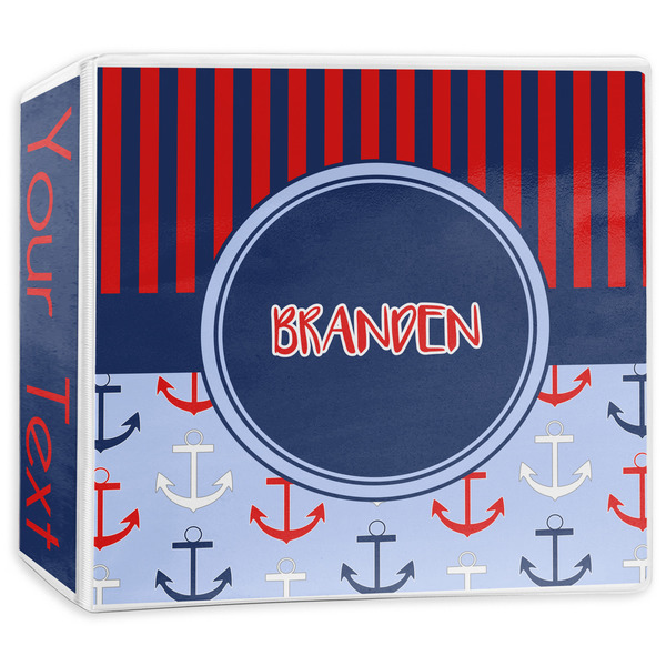 Custom Classic Anchor & Stripes 3-Ring Binder - 3 inch (Personalized)