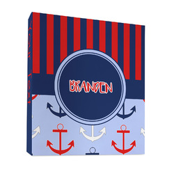 Classic Anchor & Stripes 3 Ring Binder - Full Wrap - 1" (Personalized)