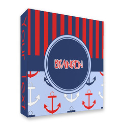 Classic Anchor & Stripes 3 Ring Binder - Full Wrap - 2" (Personalized)