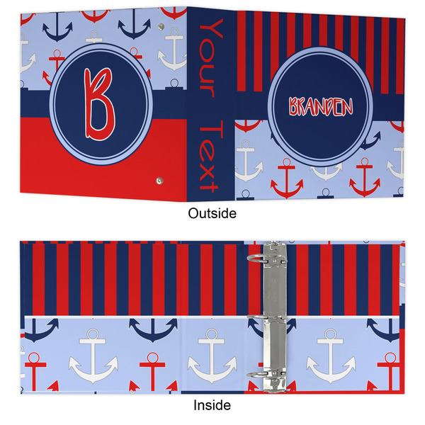 Classic Anchor & Stripes 3 Ring Binders - Full Wrap - 3" - APPROVAL
