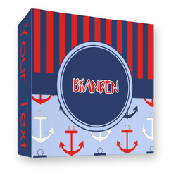 Classic Anchor & Stripes 3 Ring Binder - Full Wrap - 3" (Personalized)