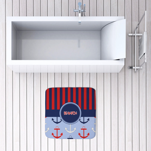 Classic Anchor & Stripes 48x48 Foam Memory Mat - LIFESTYLE