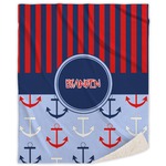 Classic Anchor & Stripes Sherpa Throw Blanket (Personalized)