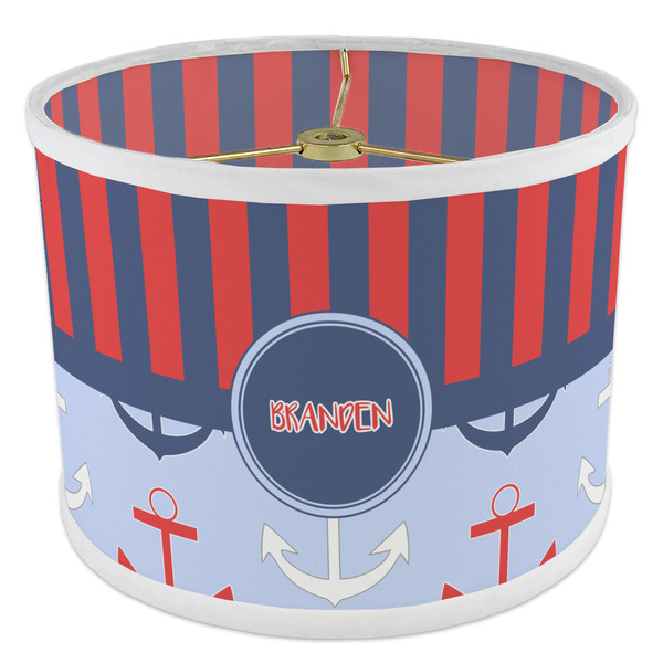 Classic Anchor & Stripes 8" Drum Lampshade - ANGLE Poly-Film