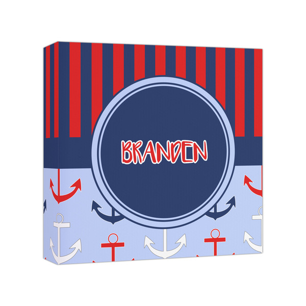 Custom Classic Anchor & Stripes Canvas Print - 8x8 (Personalized)