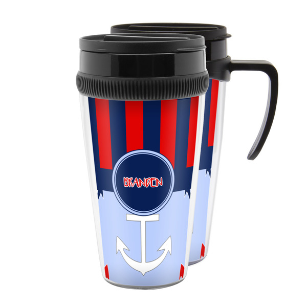 Custom Classic Anchor & Stripes Acrylic Travel Mug (Personalized)
