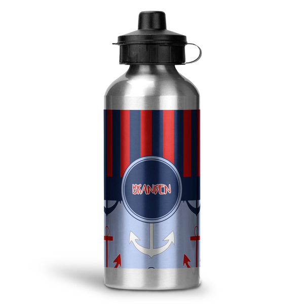 Custom Classic Anchor & Stripes Water Bottles - 20 oz - Aluminum (Personalized)