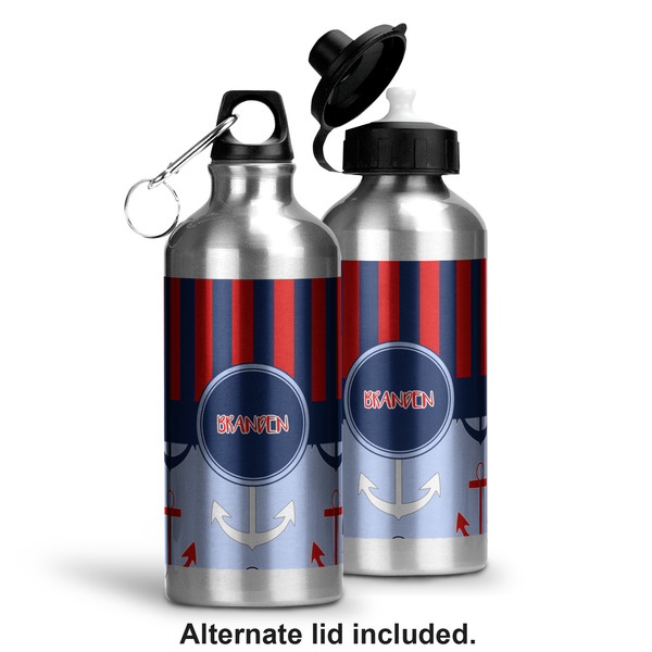 Classic Anchor & Stripes Aluminum Water Bottle - Alternate lid options