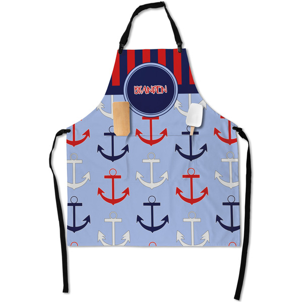 Custom Classic Anchor & Stripes Apron With Pockets w/ Name or Text