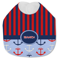 Classic Anchor & Stripes Jersey Knit Baby Bib w/ Name or Text