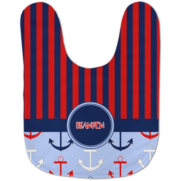 Classic Anchor & Stripes Baby Bib - AFT flat