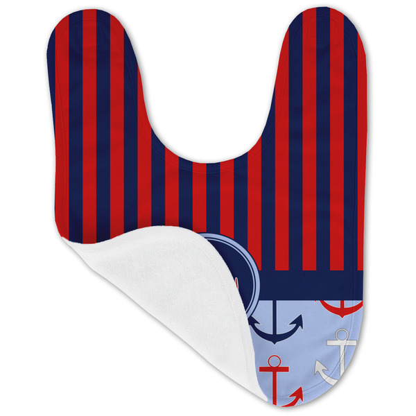Classic Anchor & Stripes Baby Bib - AFT folded