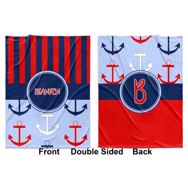 Classic Anchor & Stripes Baby Blanket (Double Sided - Printed Front and Back)
