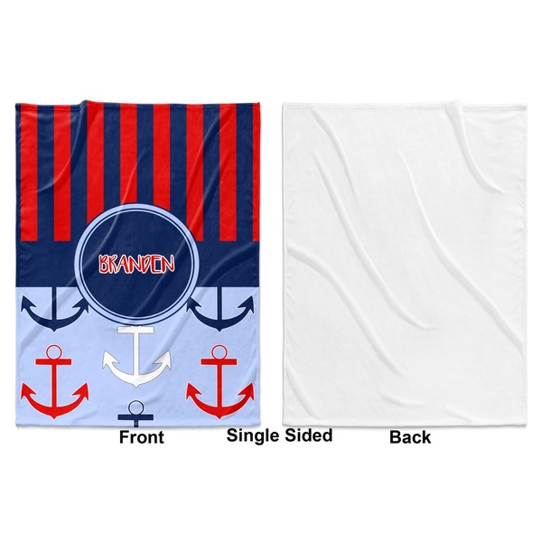 Classic Anchor & Stripes Baby Blanket (Single Side - Printed Front, White Back)