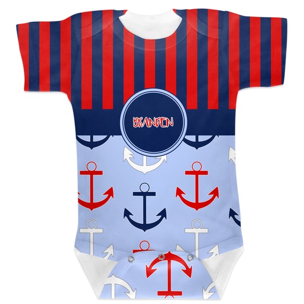 Custom Classic Anchor & Stripes Baby Bodysuit 3-6 (Personalized)