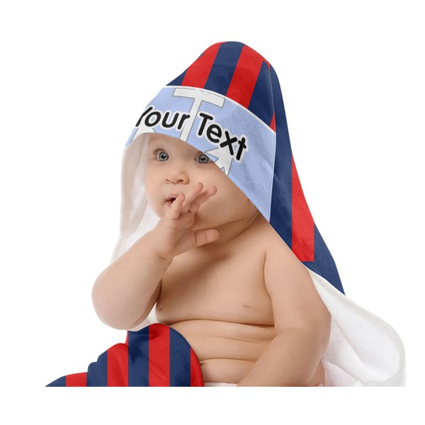 Classic Anchor & Stripes Baby Hooded Towel on Child