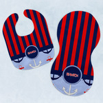 Classic Anchor & Stripes Baby Bib & Burp Set w/ Name or Text