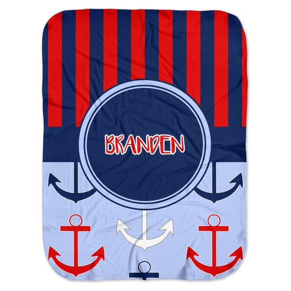 Custom Classic Anchor & Stripes Baby Swaddling Blanket (Personalized)