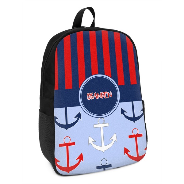 Custom Classic Anchor & Stripes Kids Backpack (Personalized)