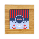 Classic Anchor & Stripes Bamboo Trivet with Ceramic Tile Insert (Personalized)