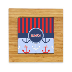 Classic Anchor & Stripes Bamboo Trivet with Ceramic Tile Insert (Personalized)