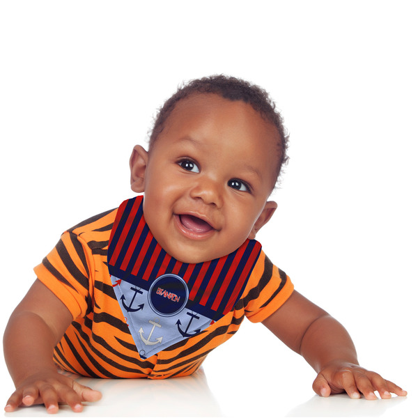 Classic Anchor & Stripes Bandana Bib - (Lifestyle 1 boy)