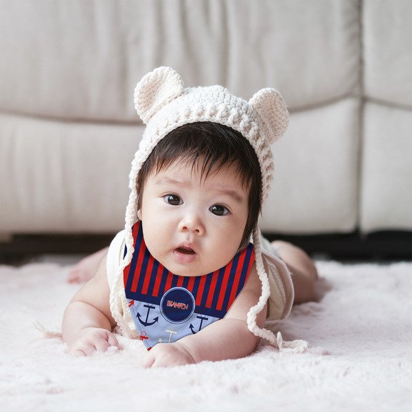 Classic Anchor & Stripes Bandana Bib - (Lifestyle 2 girl)