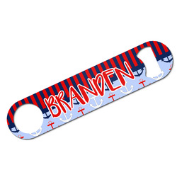 Classic Anchor & Stripes Bar Bottle Opener w/ Name or Text