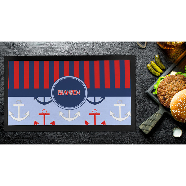 Classic Anchor & Stripes Bar Mat - Small - LIFESTYLE