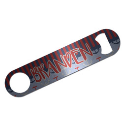 Classic Anchor & Stripes Bar Bottle Opener - Silver w/ Name or Text