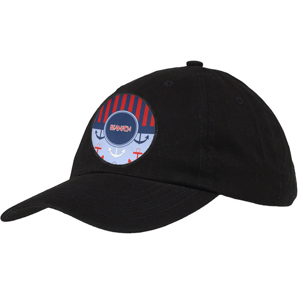 Custom Classic Anchor & Stripes Baseball Cap - Black (Personalized)