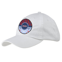 Classic Anchor & Stripes Baseball Cap - White (Personalized)