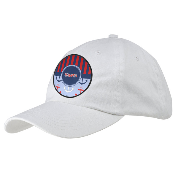 Custom Classic Anchor & Stripes Baseball Cap - White (Personalized)