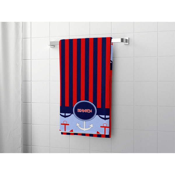 Classic Anchor & Stripes Bath Towel - LIFESTYLE