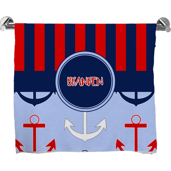 Custom Classic Anchor & Stripes Bath Towel (Personalized)