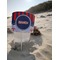 Classic Anchor & Stripes Beach Spiker white on beach with sand