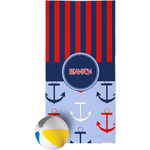Classic Anchor & Stripes Beach Towel (Personalized)