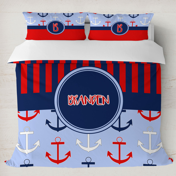 Custom Classic Anchor & Stripes Duvet Cover Set - King (Personalized)
