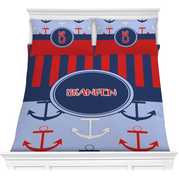Custom Classic Anchor & Stripes Comforter Set - Full / Queen (Personalized)