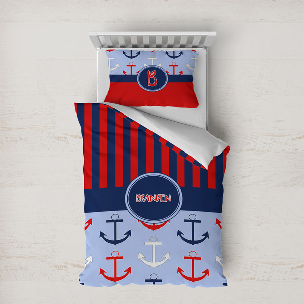 Custom Classic Anchor & Stripes Duvet Cover Set - Twin XL (Personalized)