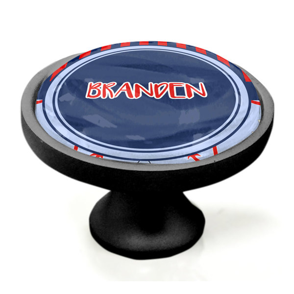 Classic Anchor & Stripes Black Custom Cabinet Knob (Side)