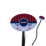 Classic Anchor & Stripes 7" Oval Plastic Stir Sticks - Black - Single Sided (Personalized)