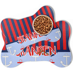 Classic Anchor & Stripes Bone Shaped Dog Food Mat (Personalized)