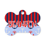 Classic Anchor & Stripes Bone Shaped Dog ID Tag - Small (Personalized)